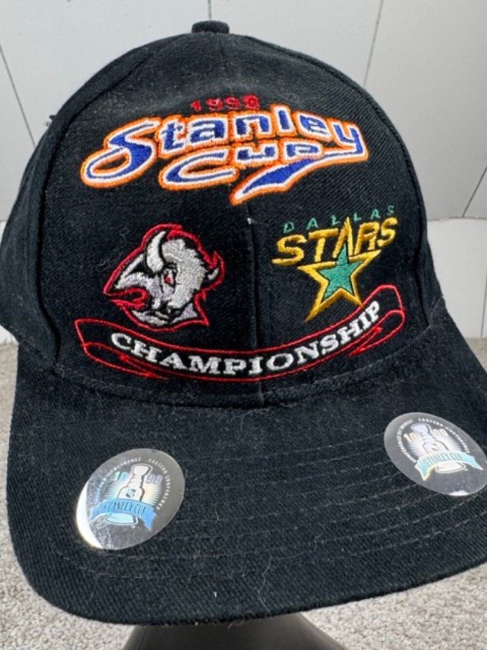 NWT Vintage 1999 Stanley Cup Championship Snapback Hat Sabres Stars Logo 7 Black